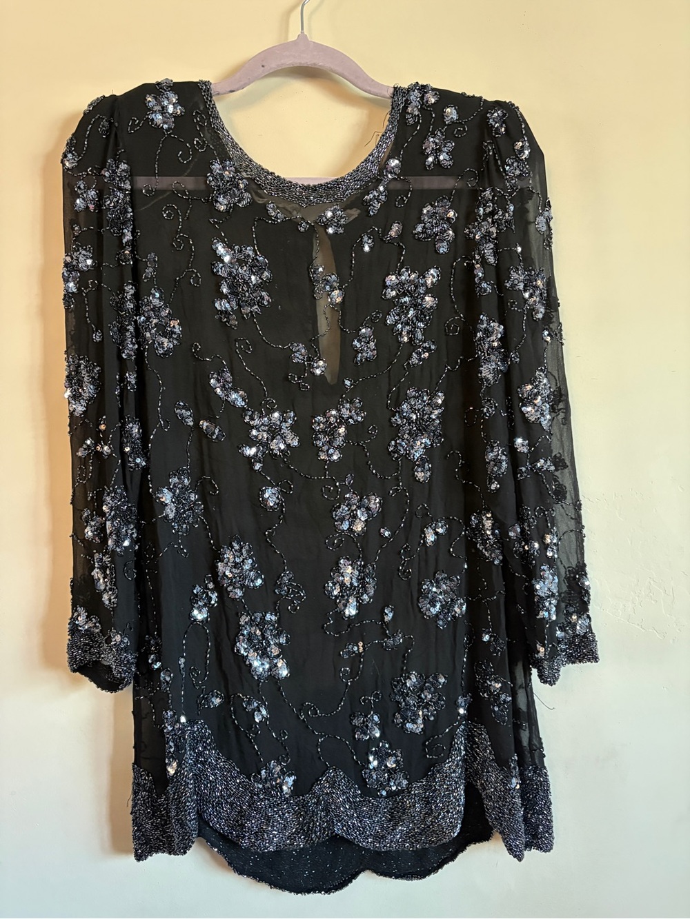 Lillie Rubin Hand Beaded Blackdress 100%silk